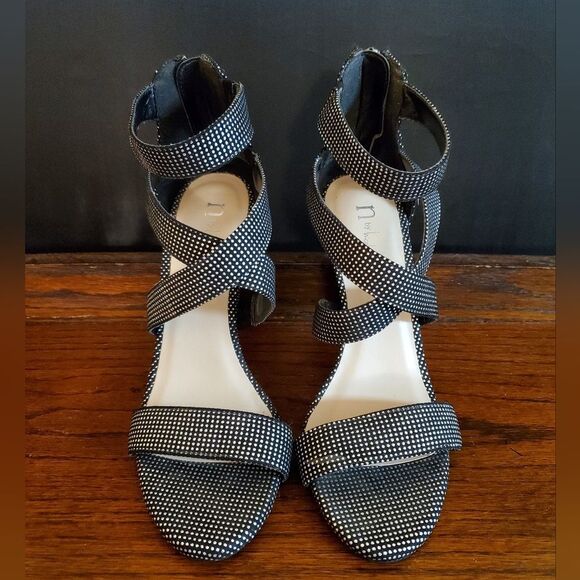 N for Nicole Miller SINDY Black Rhinestone Strappy Heels - Picture 2 of 9